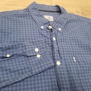 Johnnie-O Hangin Out Mens Blue Plaid Button Down Long Sleeve Shirt Size XL